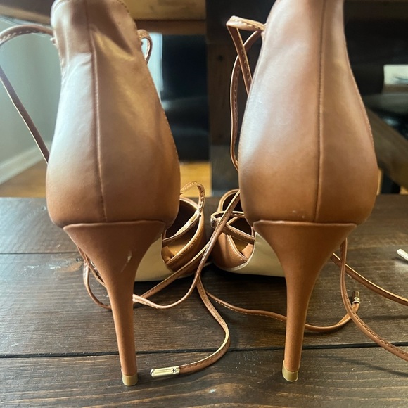 Lulus Brown Marie Chestnut Lace Up Strappy High Heel Size 7.5 - Picture 4 of 7